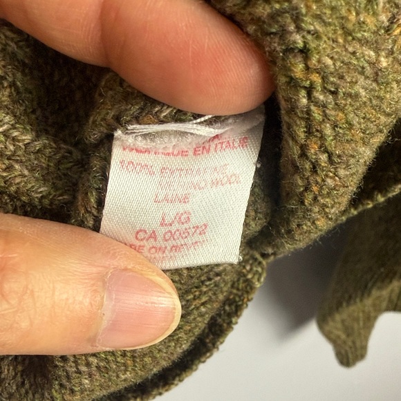 Harry Rosen Vintage Extra-fine Merino Wool Olive Green Striped Crewneck Sweater - Picture 8 of 9